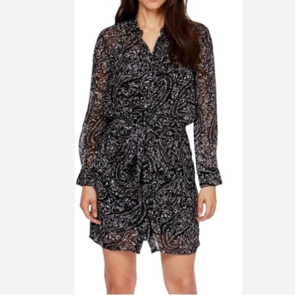 NWT Lucky Brand Black and Cream Patterned “Wrap Style” Dress | Size Medium